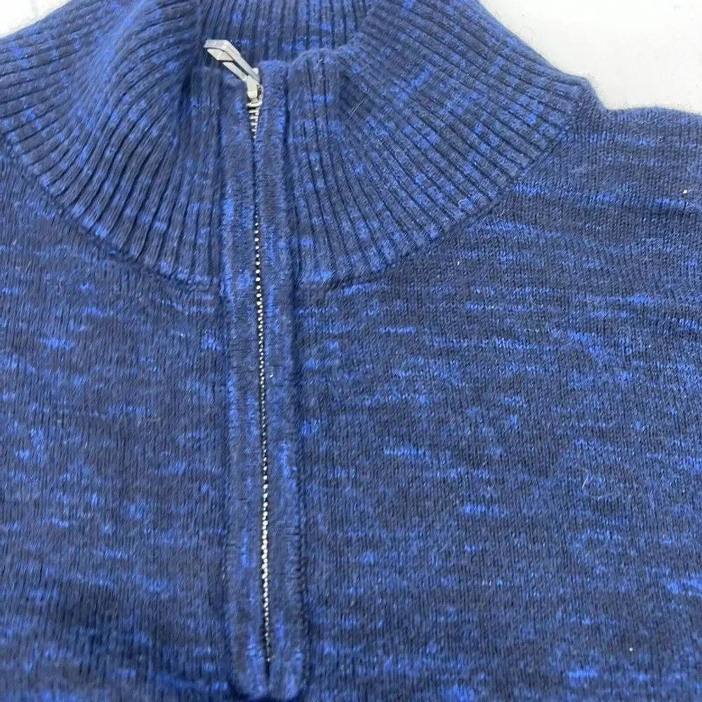 Bonobos Sweater Large Standard Fit Blue Cashmere Blend 1/4 Zip Pullover Mens